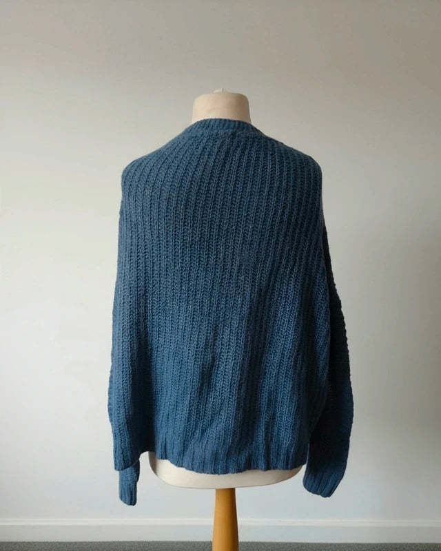 Tu Blue Cable Knit Open Front Cardigan Relaxed Fit Size 18