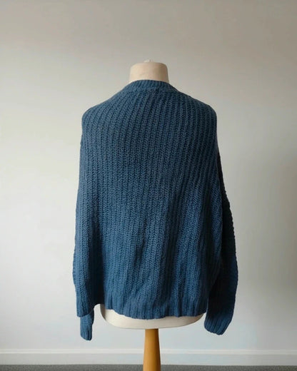 Tu Blue Cable Knit Open Front Cardigan Relaxed Fit Size 18