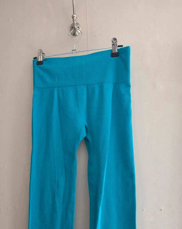 Primark Teal Green High Waisted Cropped Bodycon Leggings Size 10-12
