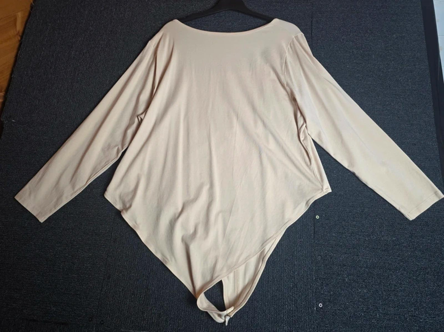 Tu Beige Square Neck Bodysuit Size 26 Long Sleeved Cotton Blend
