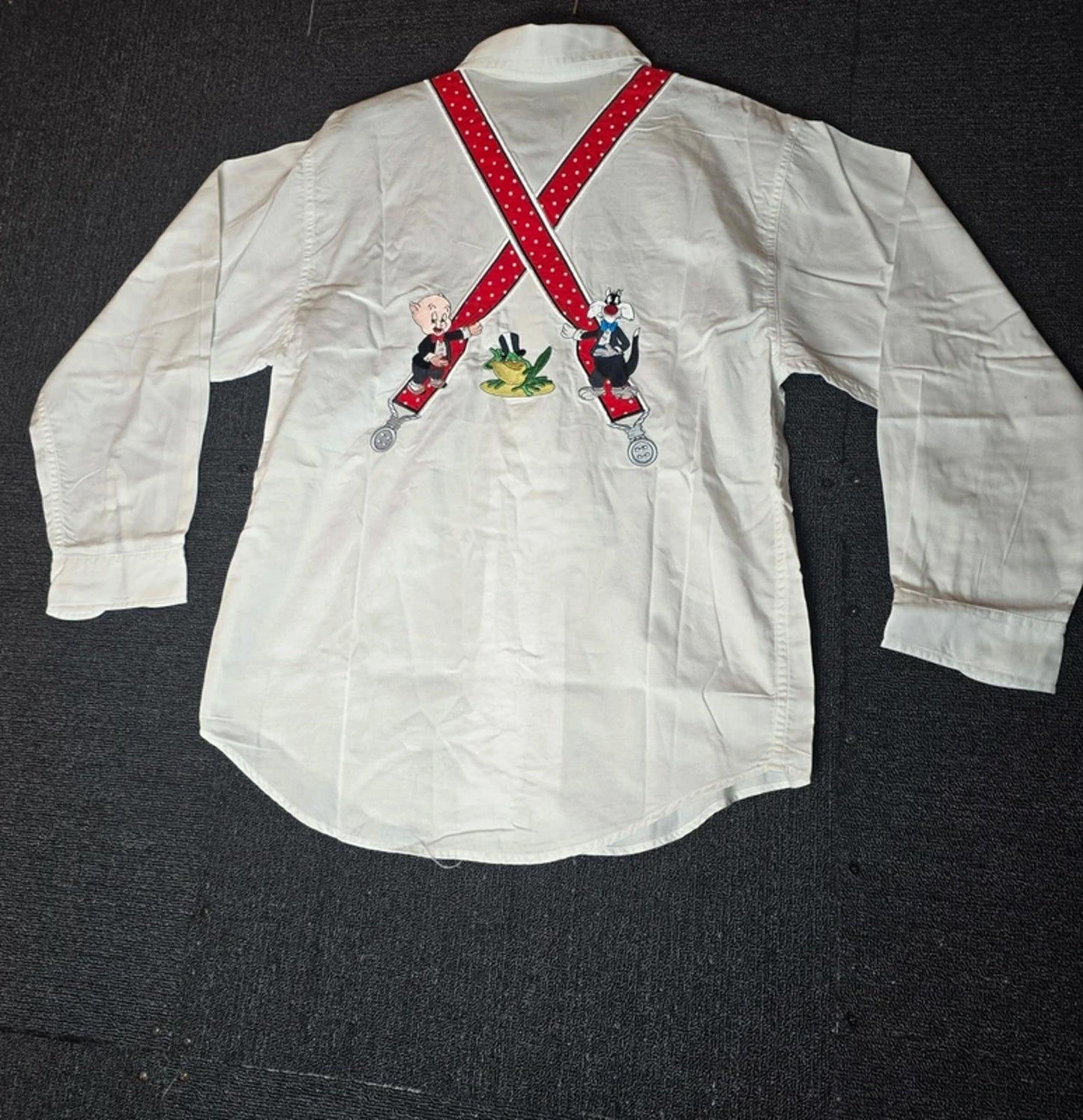 Vtg 90s Warner Bros Studio Store Looney Tunes Embroidered Shirt Small BugsBunny