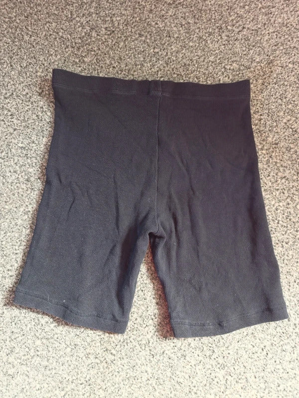 George Girls Plain Black Fine Ribbed Cycling Shorts Elasticated Waist Age 10-11 Years