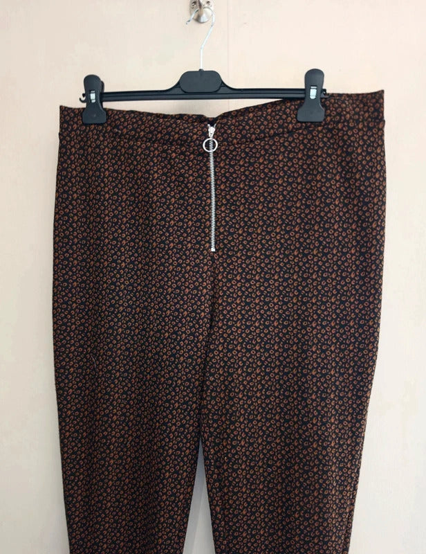 George Brown & Black Animal Print Front-Zip Skinny Trousers Size 20