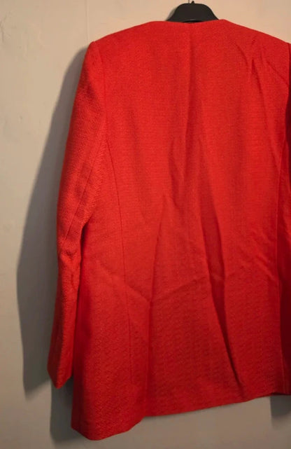 Tu Women's Red Collarless Longline Blazer Jacket – Size 12