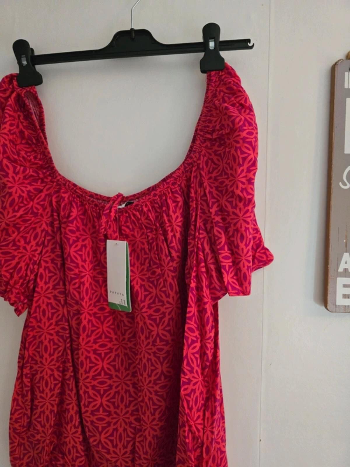 Matalan Red & Purple Patterned Off-The-Shoulder Top Size 16
