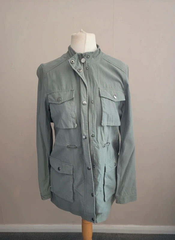Thought Khaki Lightweight Lyocell Cotton Utility Jacket Size 10