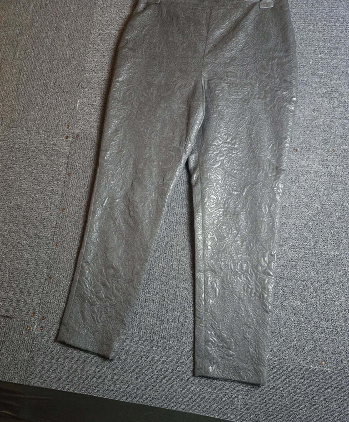 Autograph Black Patterned Slim Leg Trousers Size 10 High Waisted Smart Causal