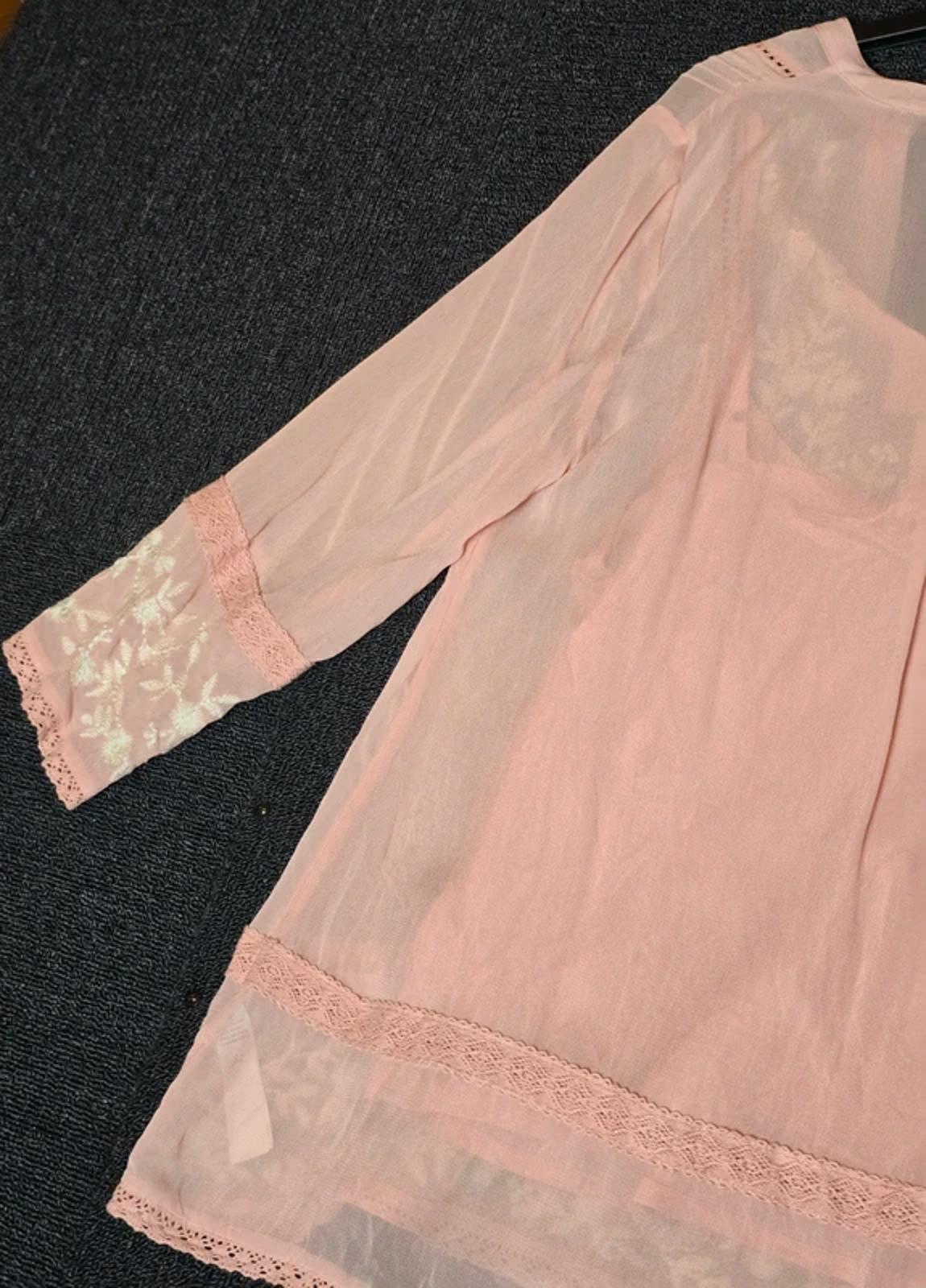 Monsoon pink & white blouse embroidered size 12 nwt
