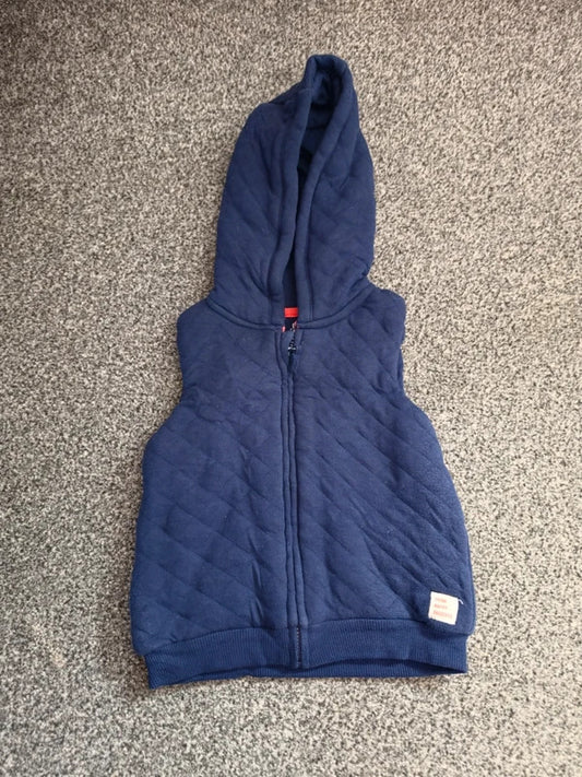 F&F Baby Boys Navy Quilted Hooded Gilet Bodywarmer 6-9 Months