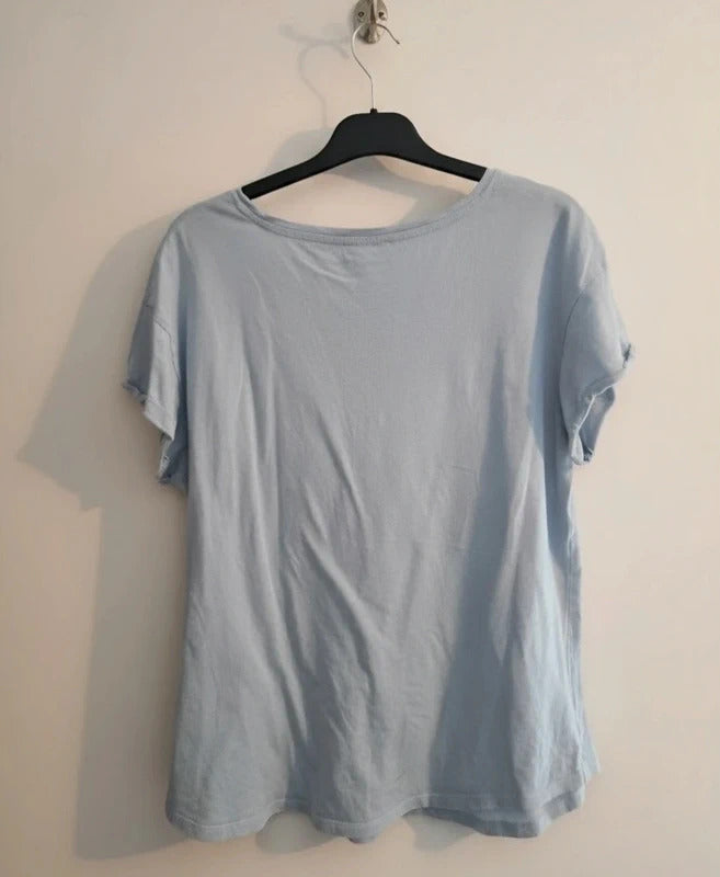 Matalan Light Blue Cotton T-Shirt  M Size 12-14 Relaxed Fit Short Sleeve Casual Top