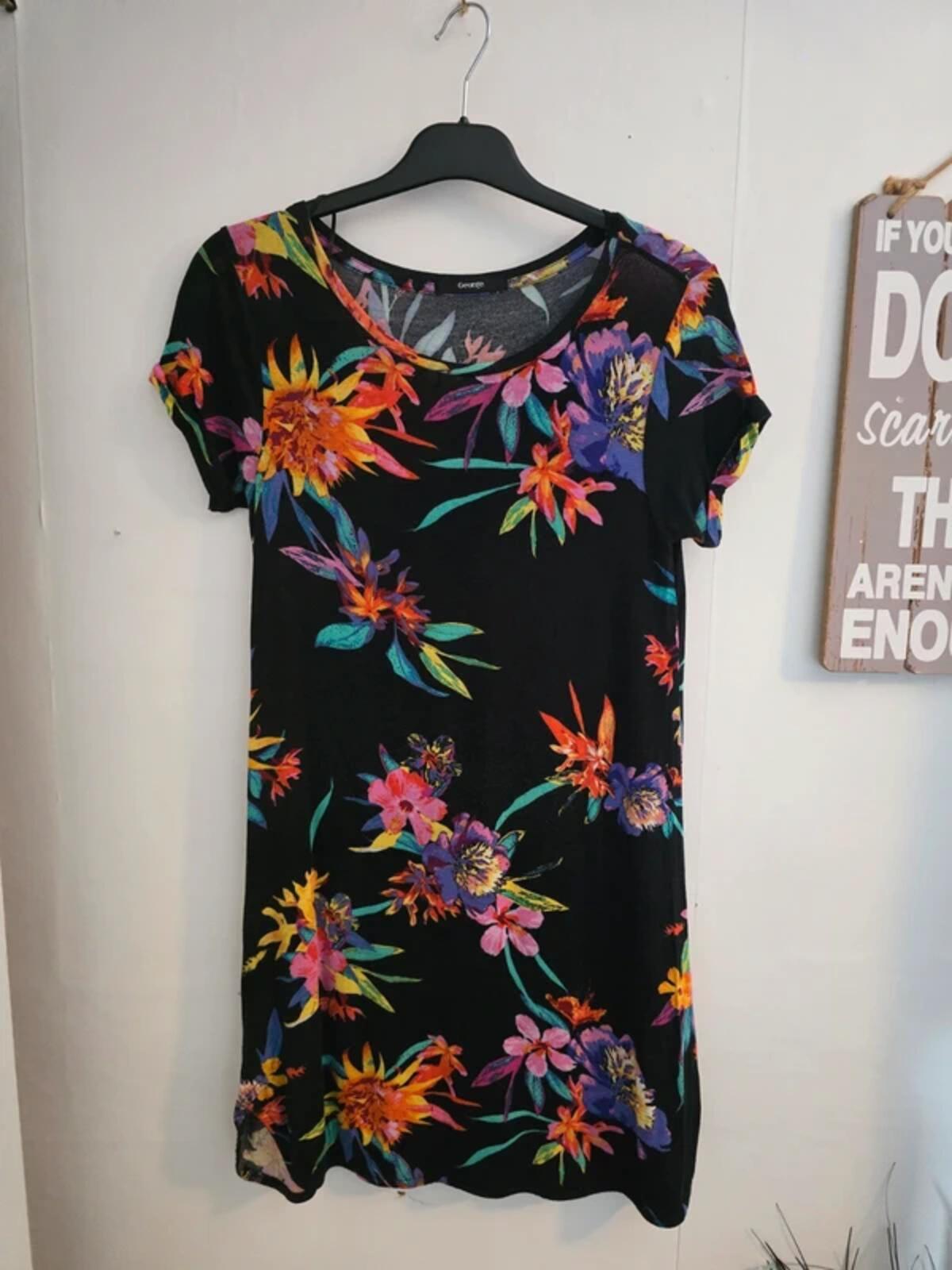George Black & Multicoloured Floral Mini Dress Size 10 Short Sleeve Casual Summer