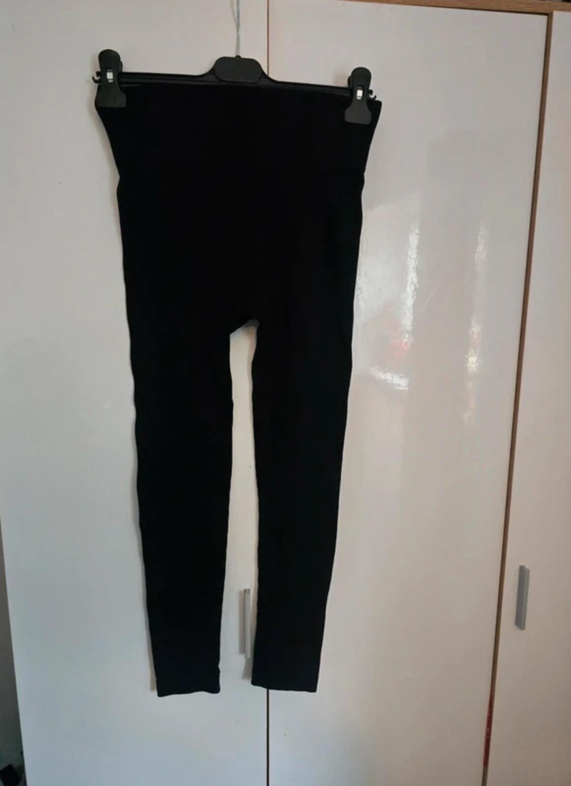 Unbranded Black Ribbed High-Waisted Cropped Bodycon Leggings L Size 10-12