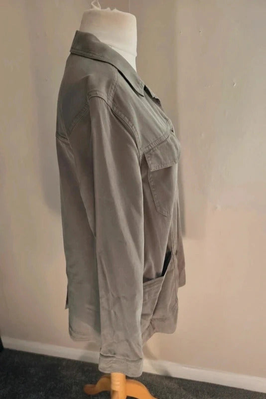 FatFace Khaki Green Lyocell Cotton Shacket Jacket  L Size 14-16