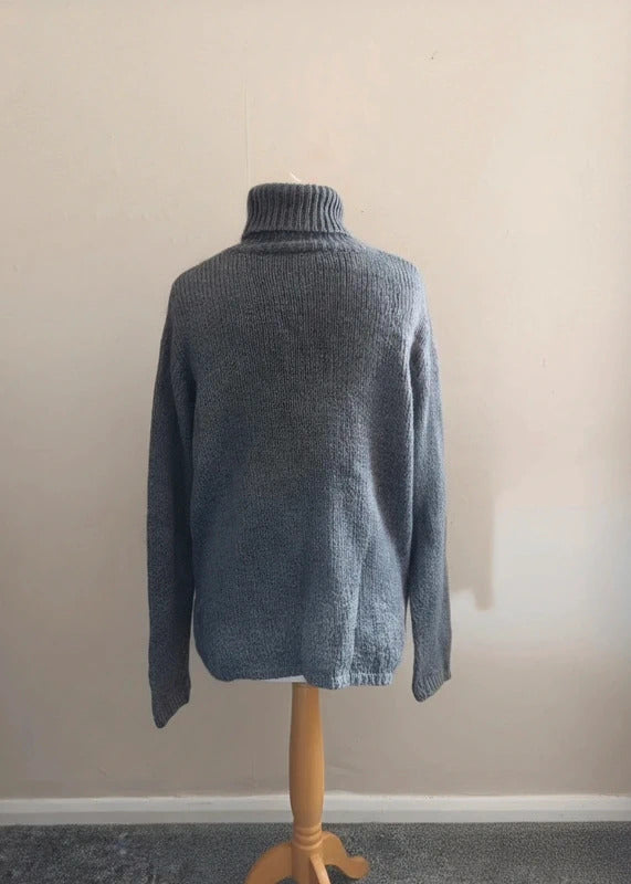 BHS Grey Mohair Blend Turtleneck Knitted Jumper Size 14-16