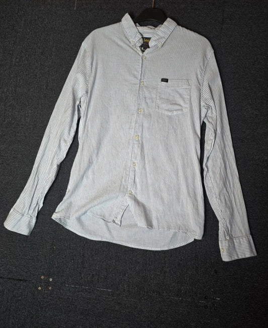 Men's Lee blue & white striped shirt slim fit Med
