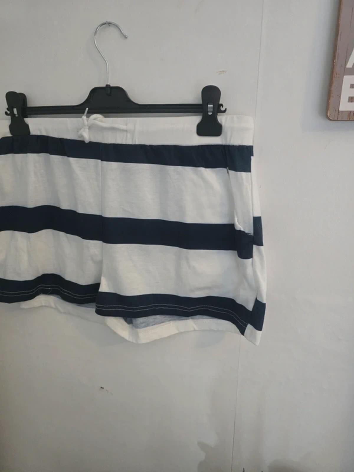 Navy & White Striped High Waisted Mini Shorts Fits Size 16-18