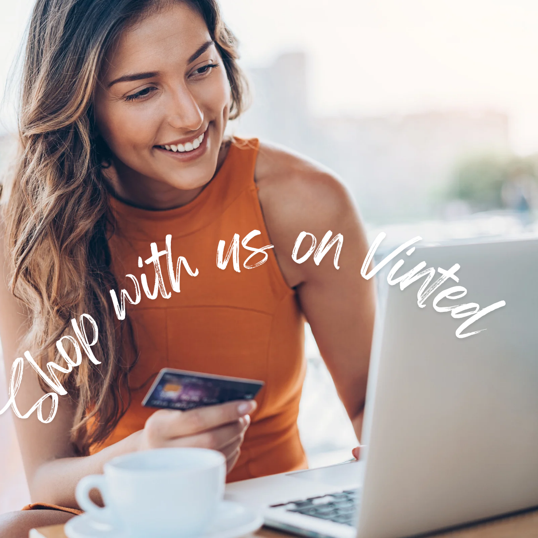 “Woman shopping online with laptop and credit card – SheLovedPreLoved Vinted shop”