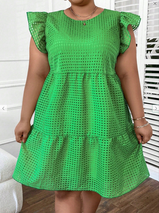 Shein Curve Green Frill Sleeve Midi Dress – Size 2XL (UK size 18/20)
