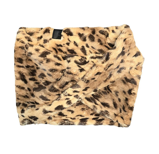 Faux Fur Animal Print Cross Infinity Scarf