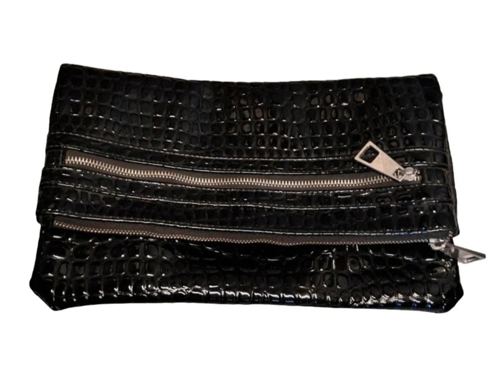 Primark black faux leather clutch bag