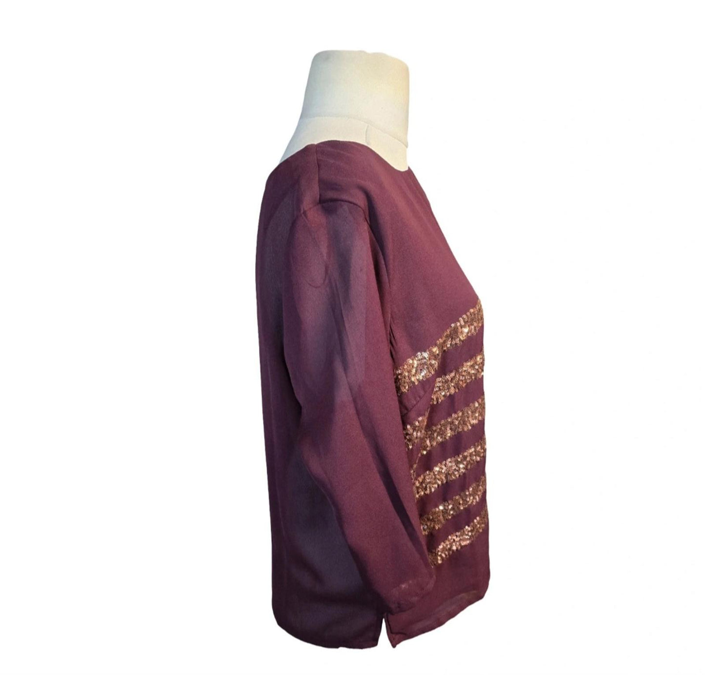 Dickens & Jones burgundy & bronze top size 16