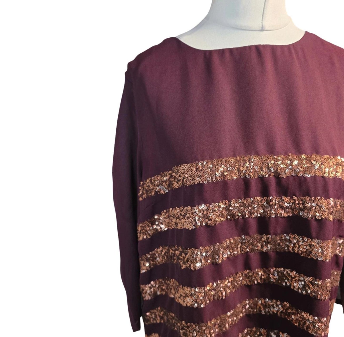 Dickens & Jones burgundy & bronze top size 16