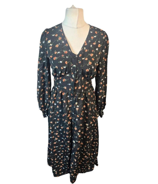 Shein black floral dress Med size  10