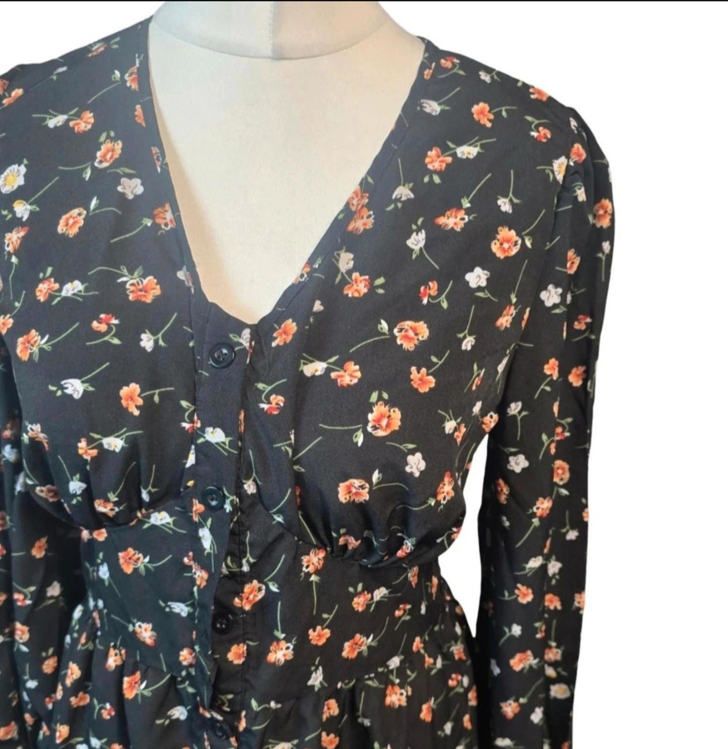 Shein black floral dress Med size  10