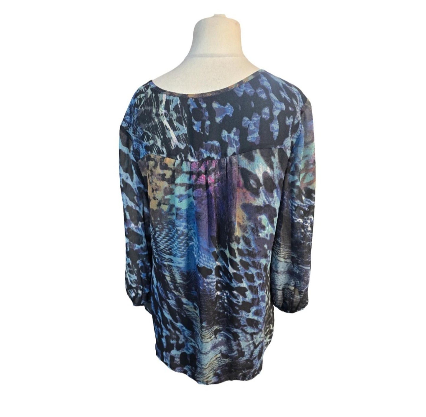 Together sheer multicoloured v neck blouse size 14