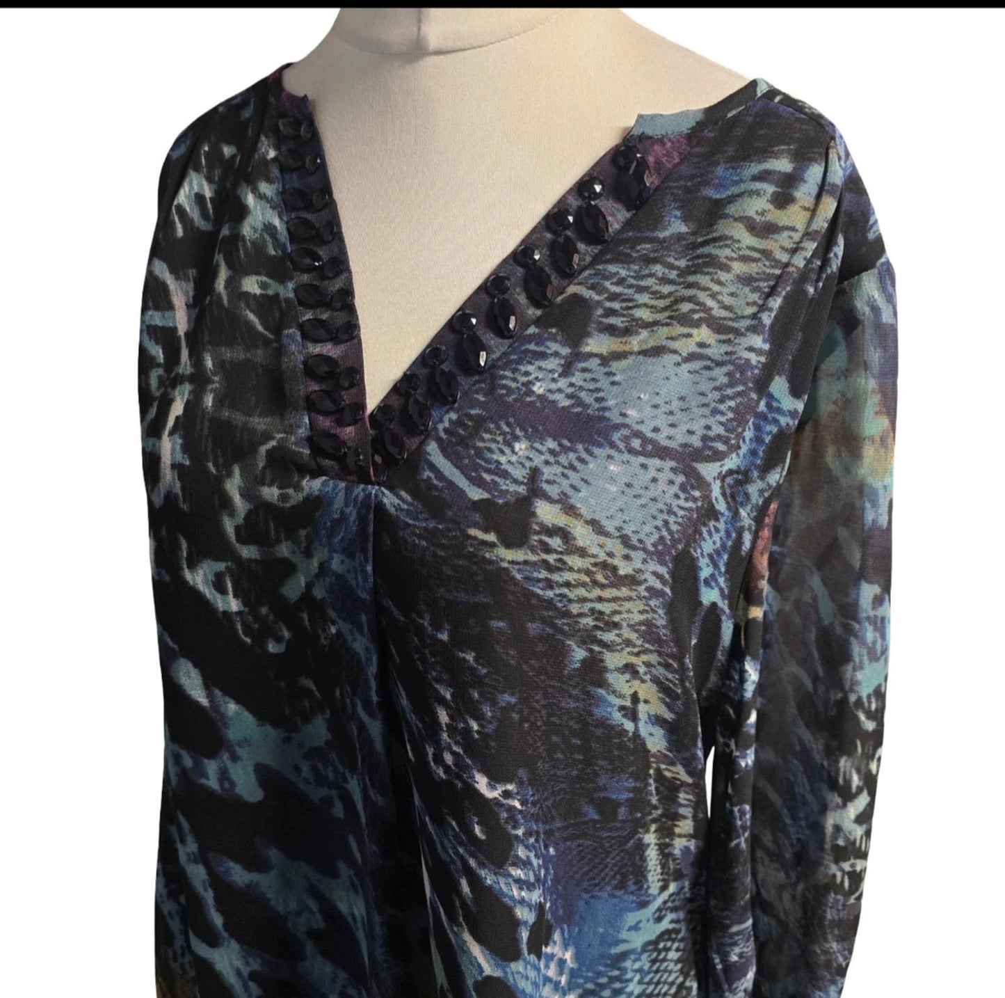 Together sheer multicoloured v neck blouse size 14