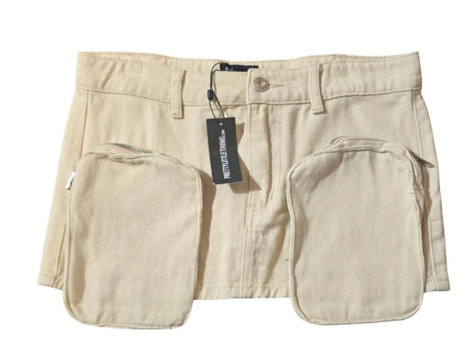 Prettylittlething beige mini skirt size 8