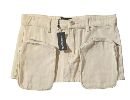 Prettylittlething beige mini skirt size 8