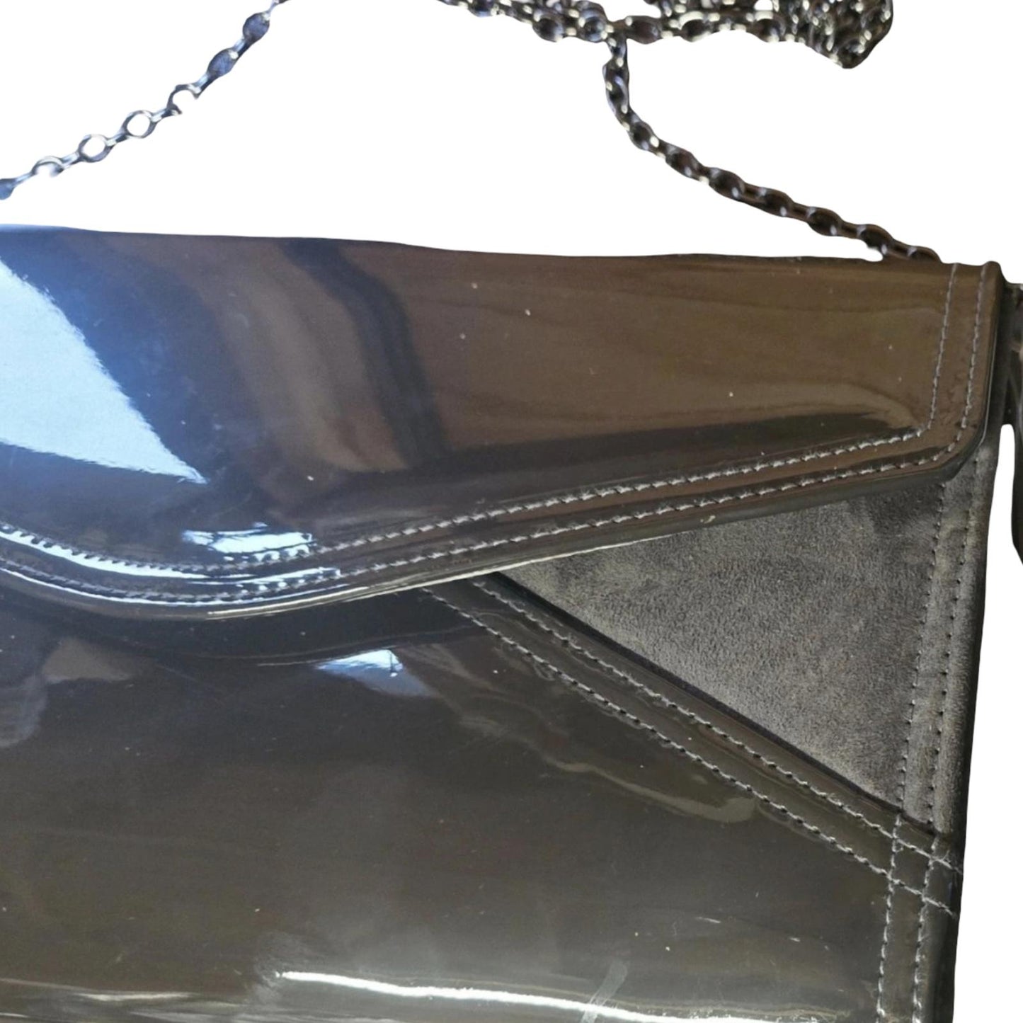 Hotter Grey Patent Clutch Bag with Chain Strap – New with Tags