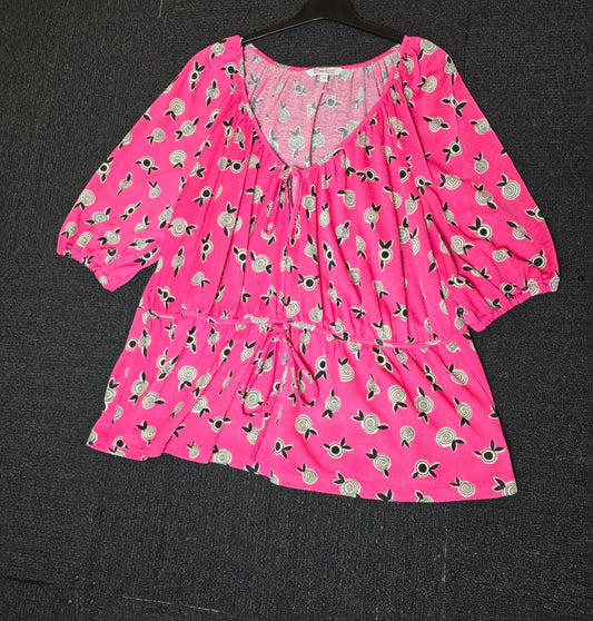 Next Celia Birtwell pink 3/4 sleeve top size 18