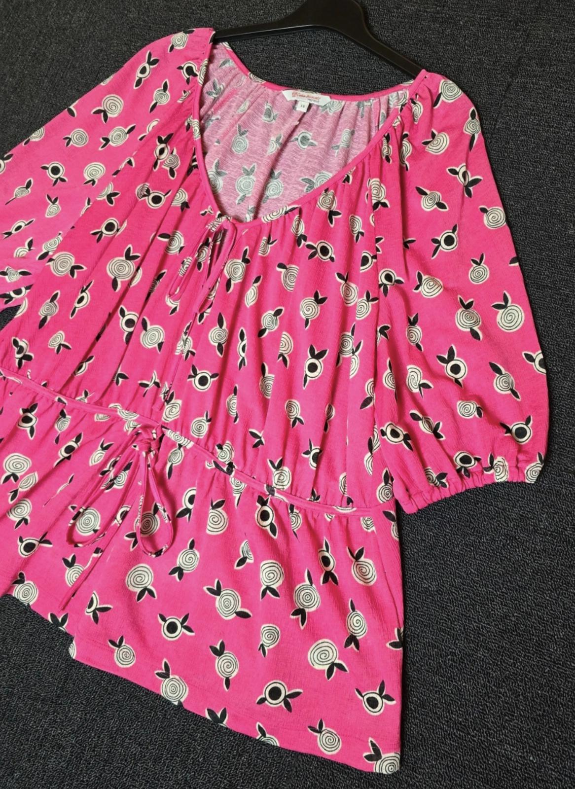 Next Celia Birtwell pink 3/4 sleeve top size 18