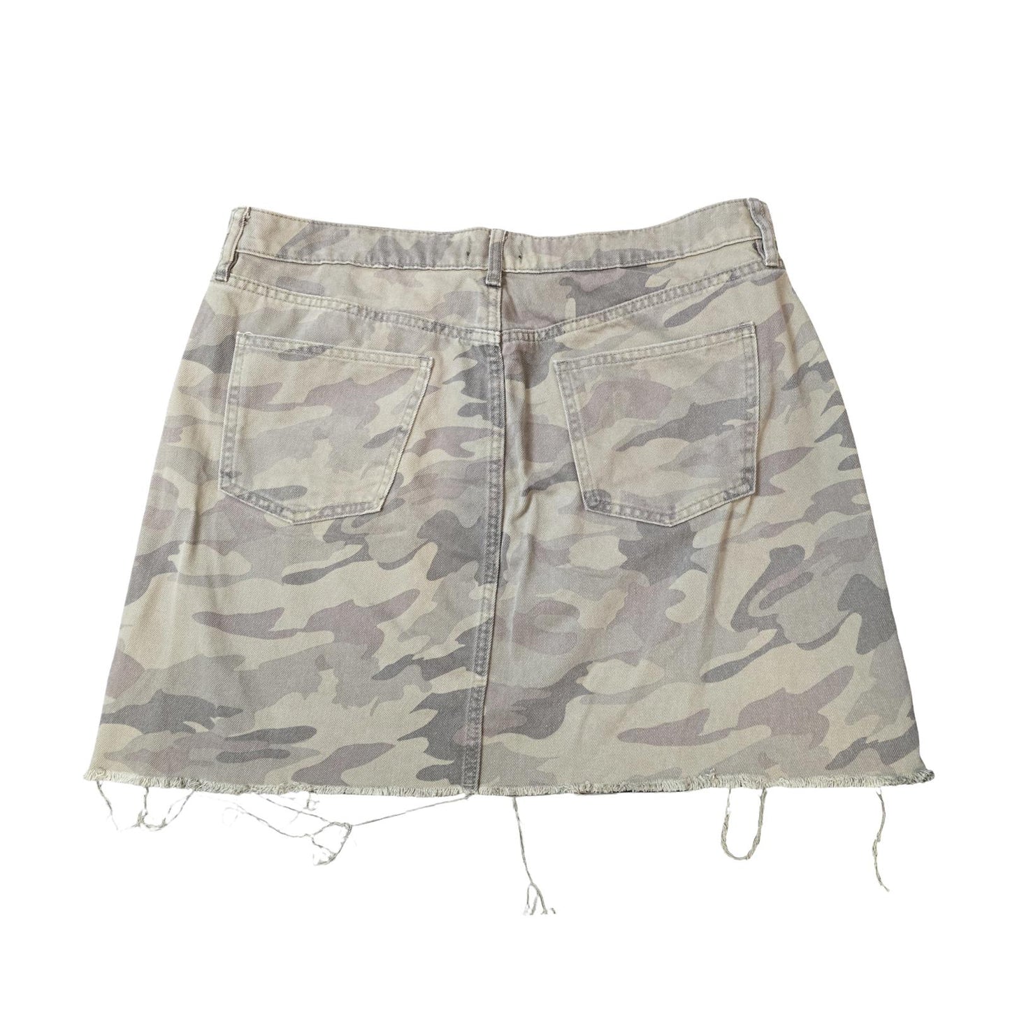 F&F Khaki Camo Denim Mini Skirt – Size 16 – 100% Cotton