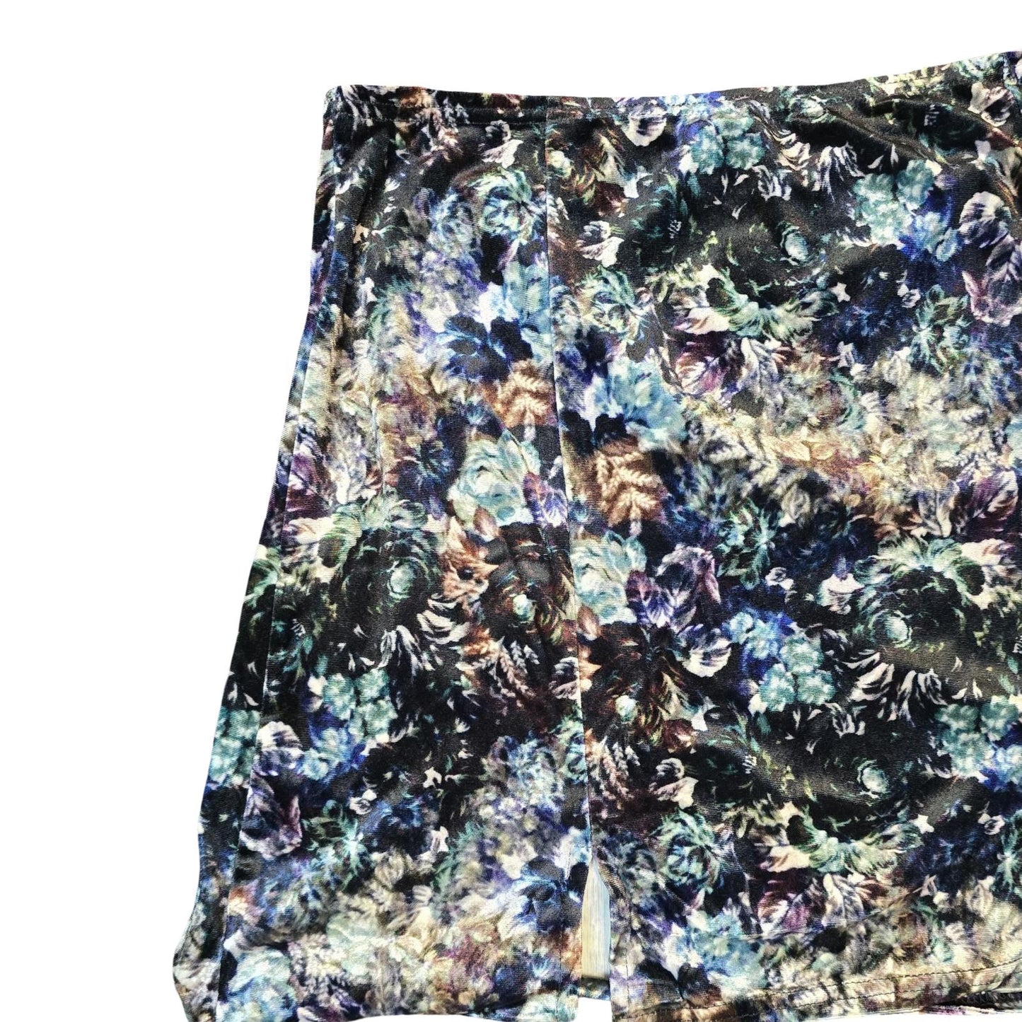 Blue Floral Velvet Mini Skirt L Size 16 Evening Urban Outfitters