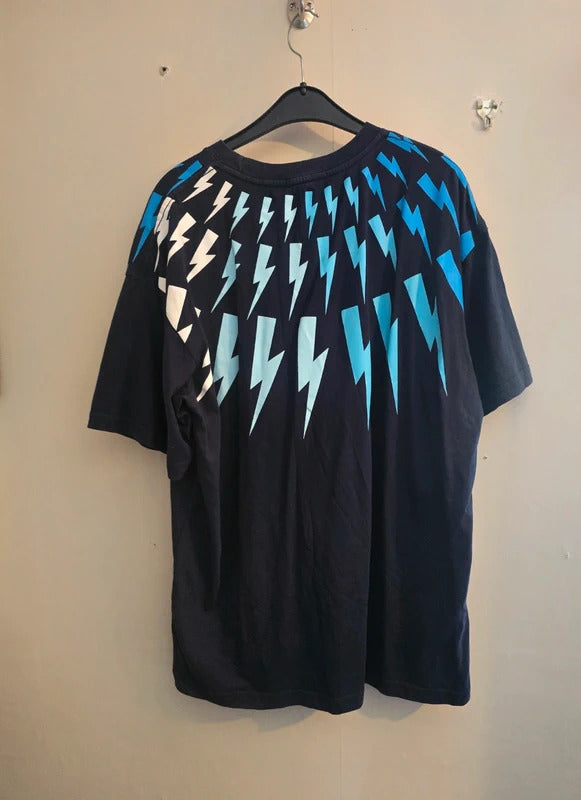 NPH Men's Navy & Blue Short Sleeved Colour Block Cotton T-Shirt Size Large