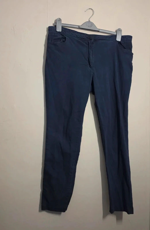 F&F Women's Navy Blue Slim Leg Chino Trousers – UK 16 Regular