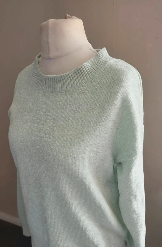 F&F Women's Mint Green Textured Long-Sleeved Jumper Size 12