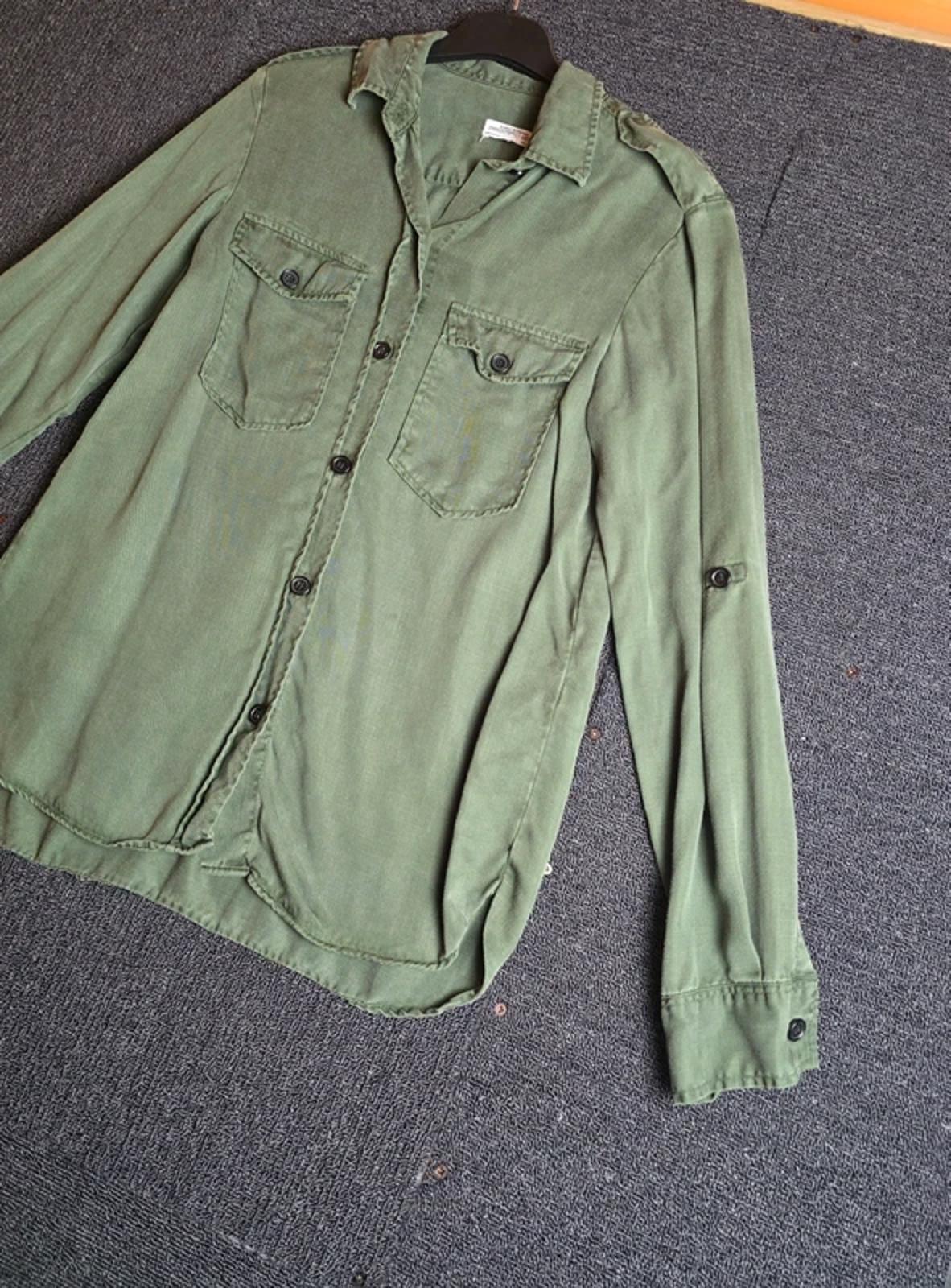 Zara Premium Dark Green Lyocell Shirt S Size 8/10 Relaxed Fit