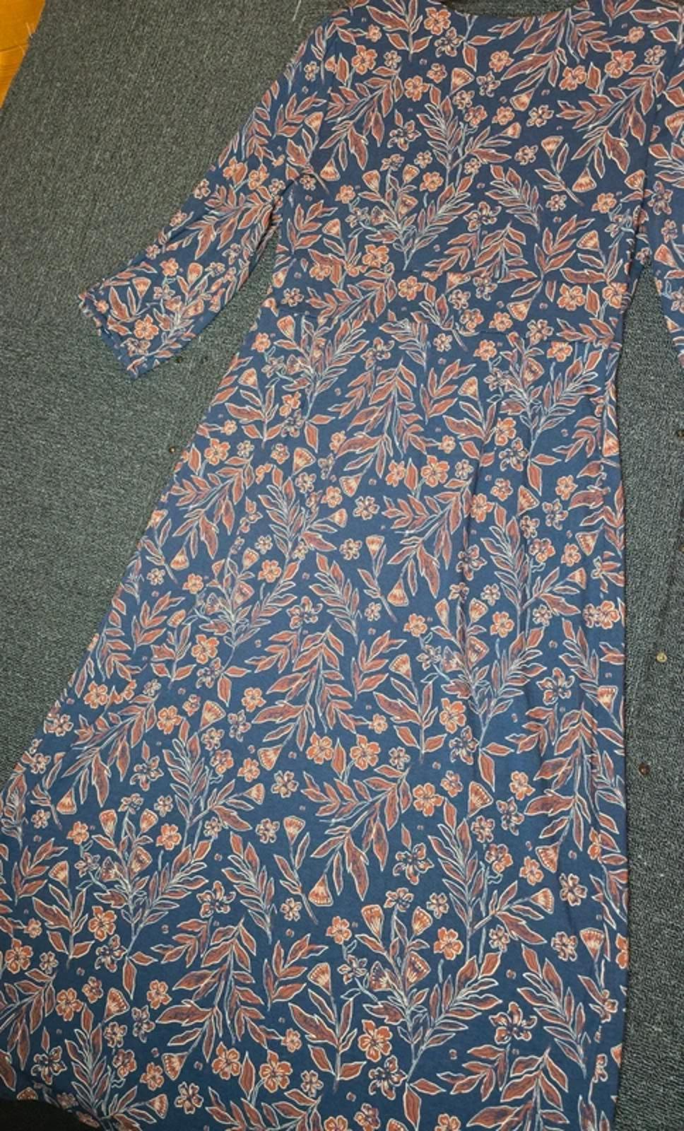 Seasalt Cornwall navy & brown floral midi dress NWT size 10