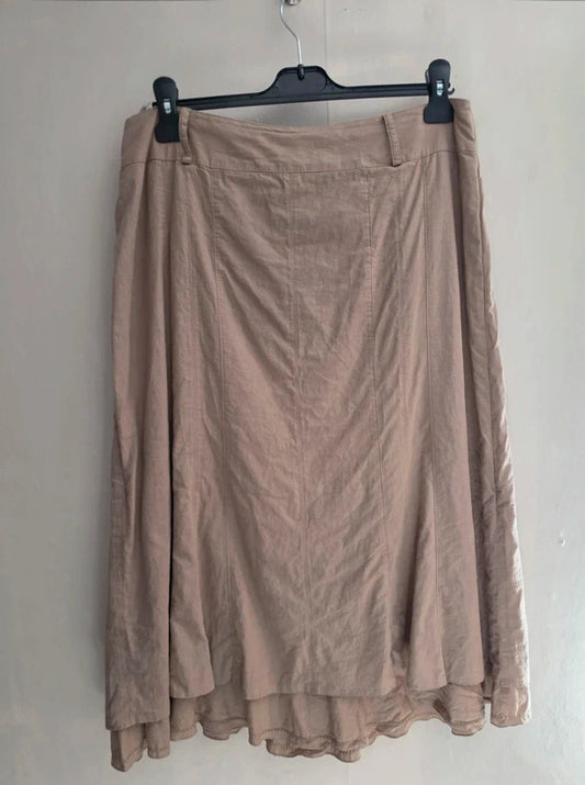 Steilmann Beige 100% Cotton Layered Flared Midi Skirt Zip Back W33" Size  14-16