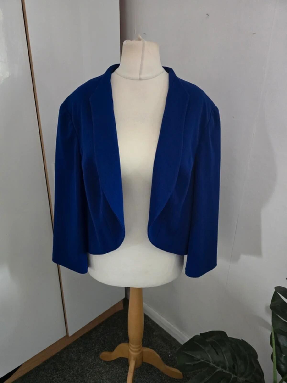 Joanna Hope Royal Blue Open Front Blazer Size 32