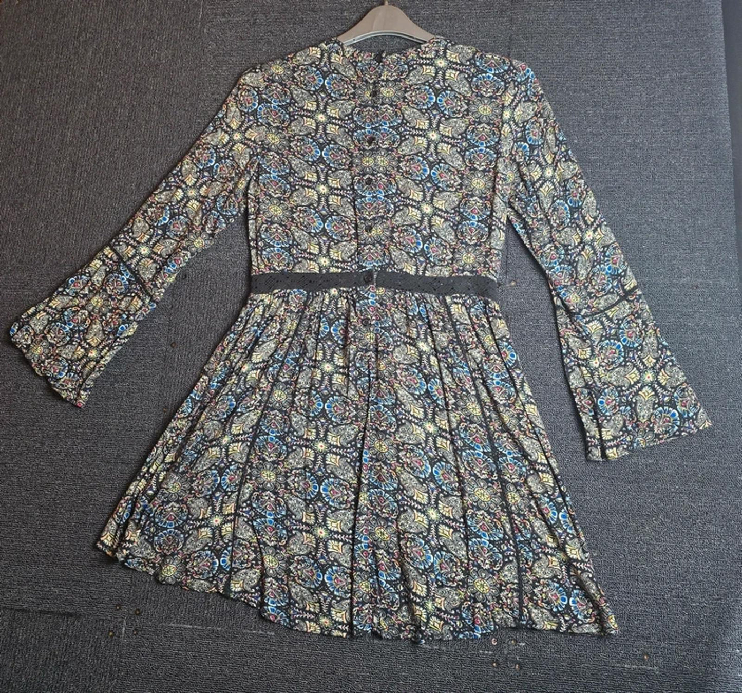Brave Soul Patterned Dress Black Multicolour Size 12 Knee Length Casual Wear