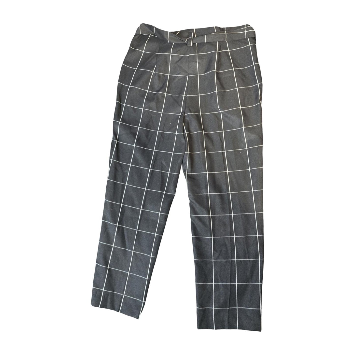 Primark Black & White Check Trousers Size 16 High Waisted Belted