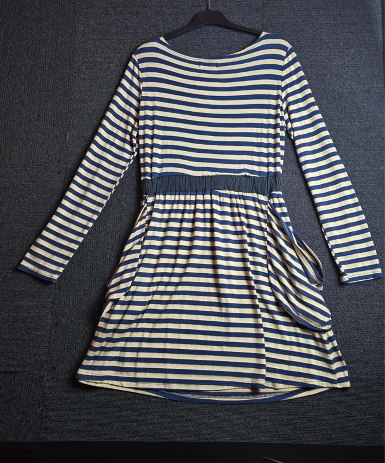 Navy & Cream Dress Size 12 Causal Striped Max C