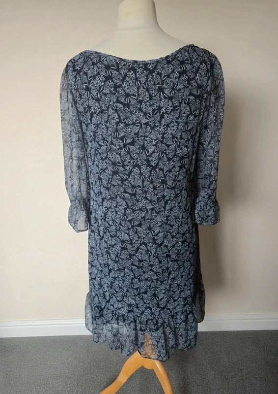 Next Black & White Floral Frilly Dress – Size 12