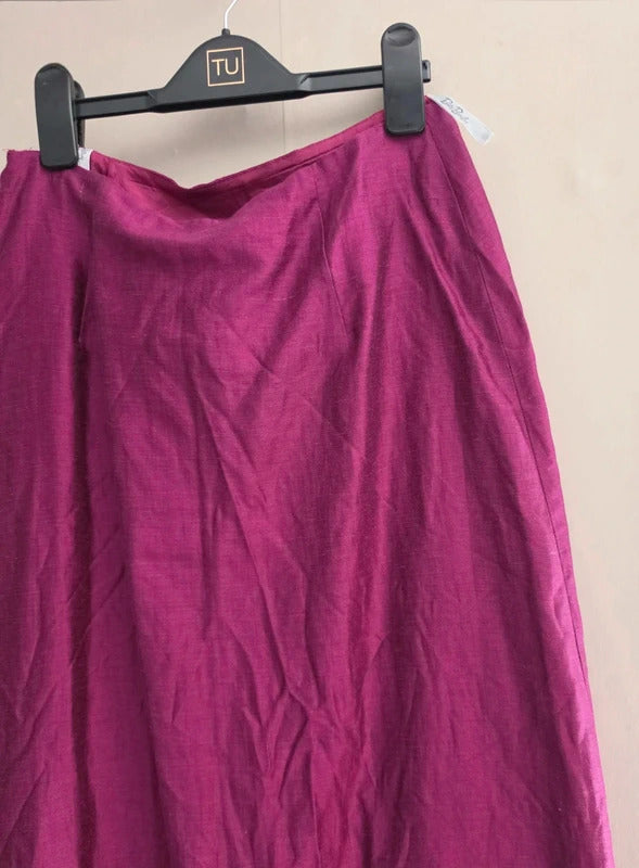 Vintage Betty Barclay Purple Beaded Hem Linen Blend Midi Skirt Size 10