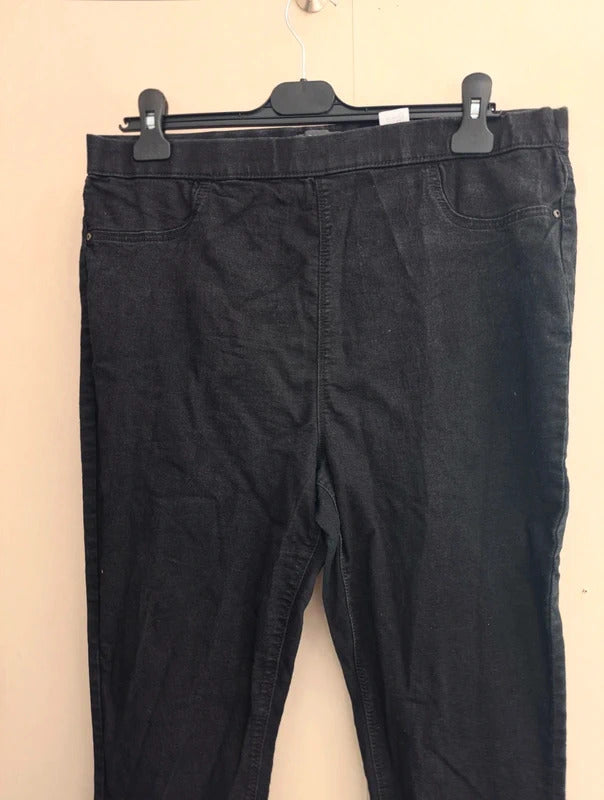 Matalan Black Cropped Elasticated Waist Slim Leg Jeggings Size 16